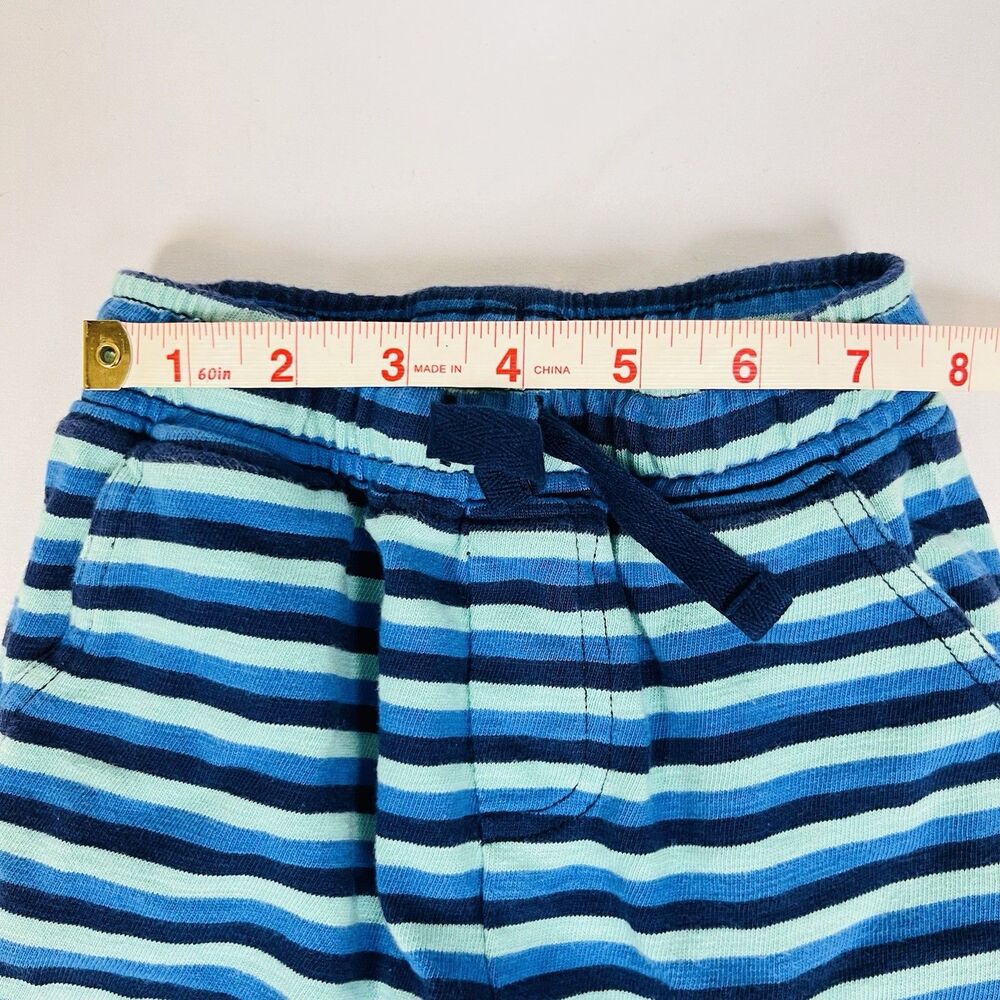 Hanna Andersson Baby 3 Pc Outfit Set 12-18M 75cm Blue Green Striped Shorts - Picture 9 of 13